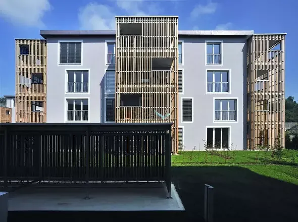 Vue générale - chambres vertes / parking vélos couverte