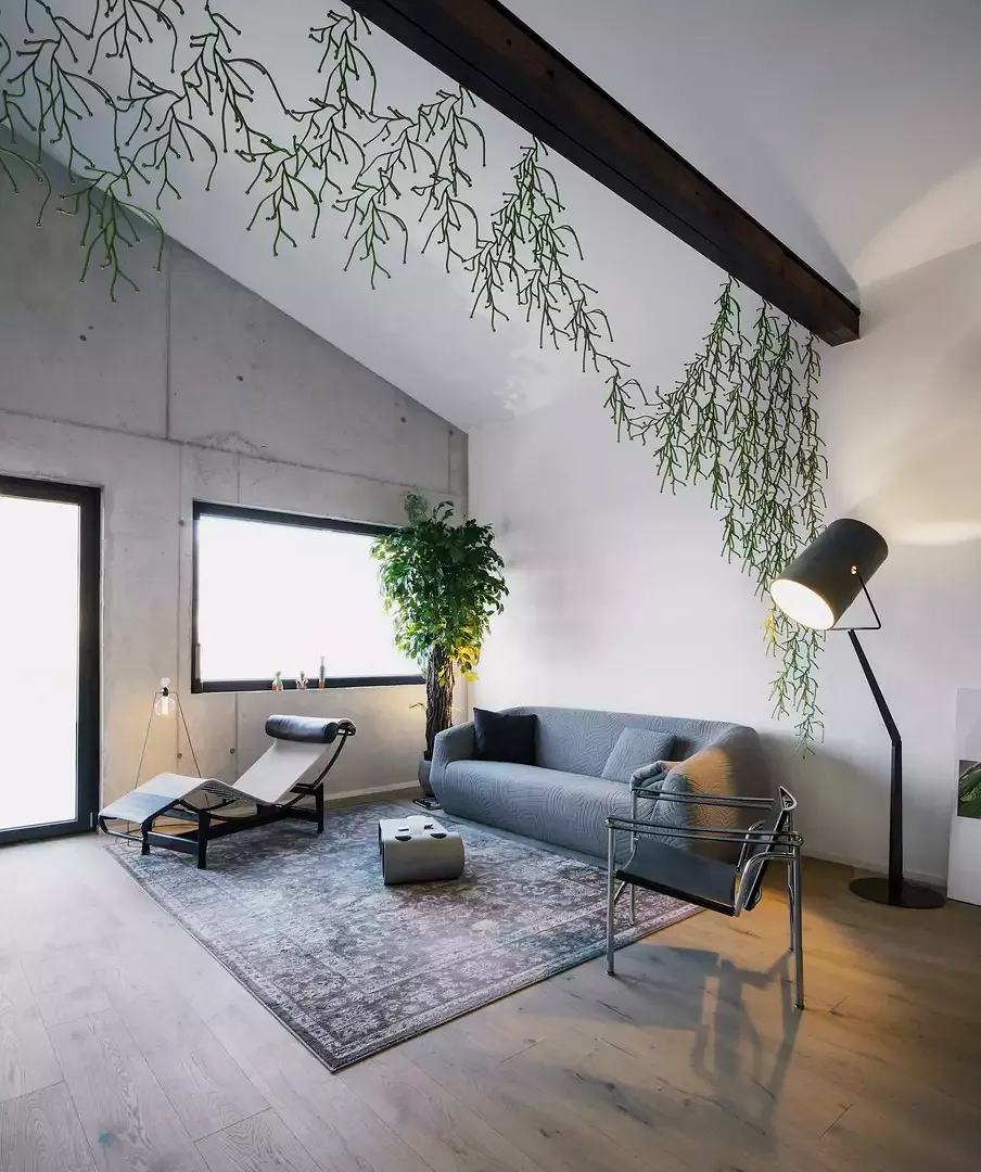 Intérieur villa A: loft rez-de-chaussée séjour