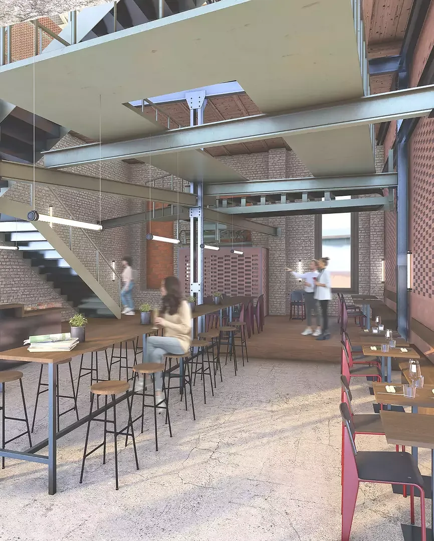Restauration dans l'ancienne station de téléphérique – salle de restaurant/projet Livio Erni