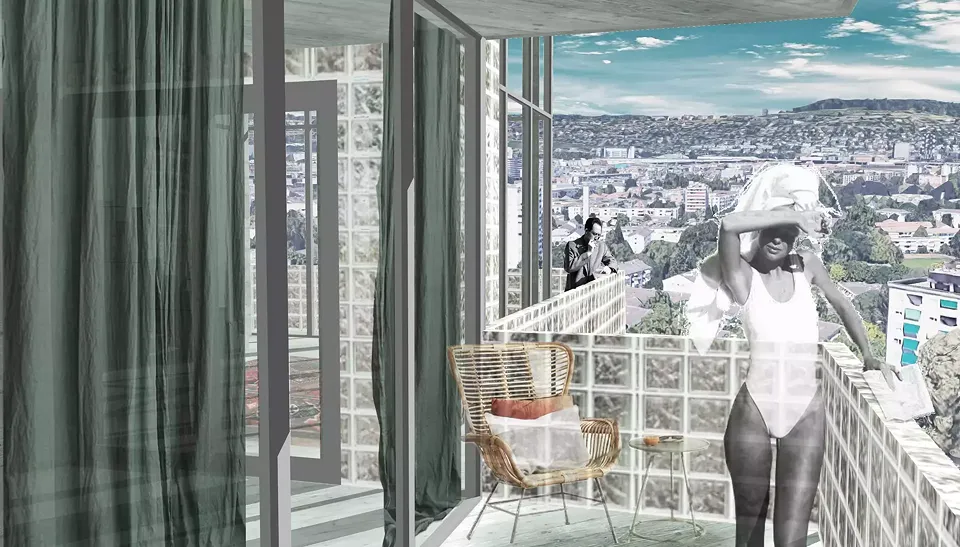 Visualisierung Aussenflächen Hochhaus/ Anbau