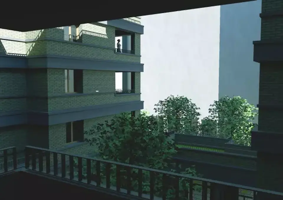 Innenhof von einem Balkon aus