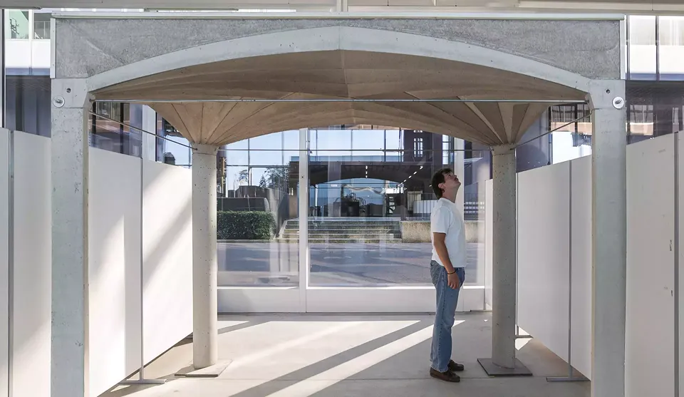 Perspective of fan-vaulted floor with Mark Hellrich