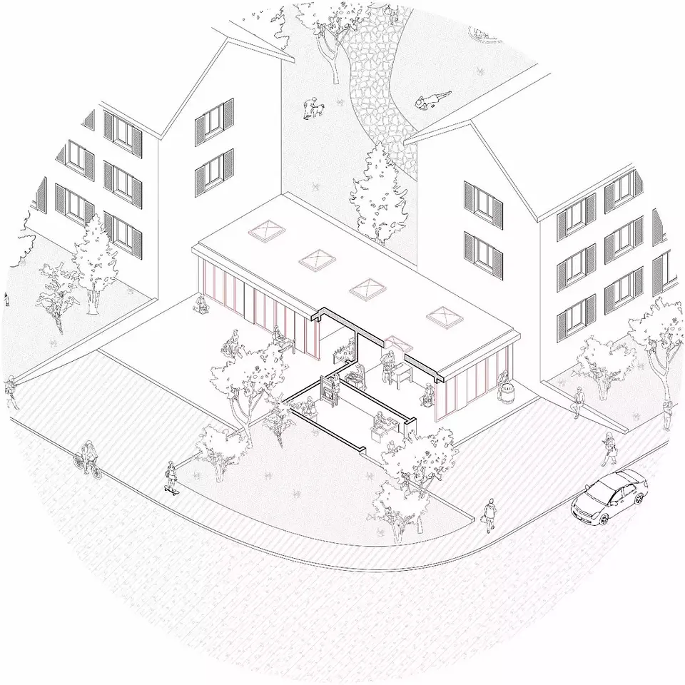 Axonometrie Garagenwerkstatt