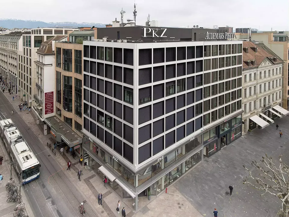 Vue plongeante de l'angle Confédération / Fusterie
