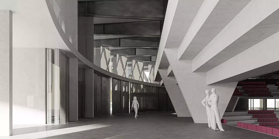 rendering entrée stade