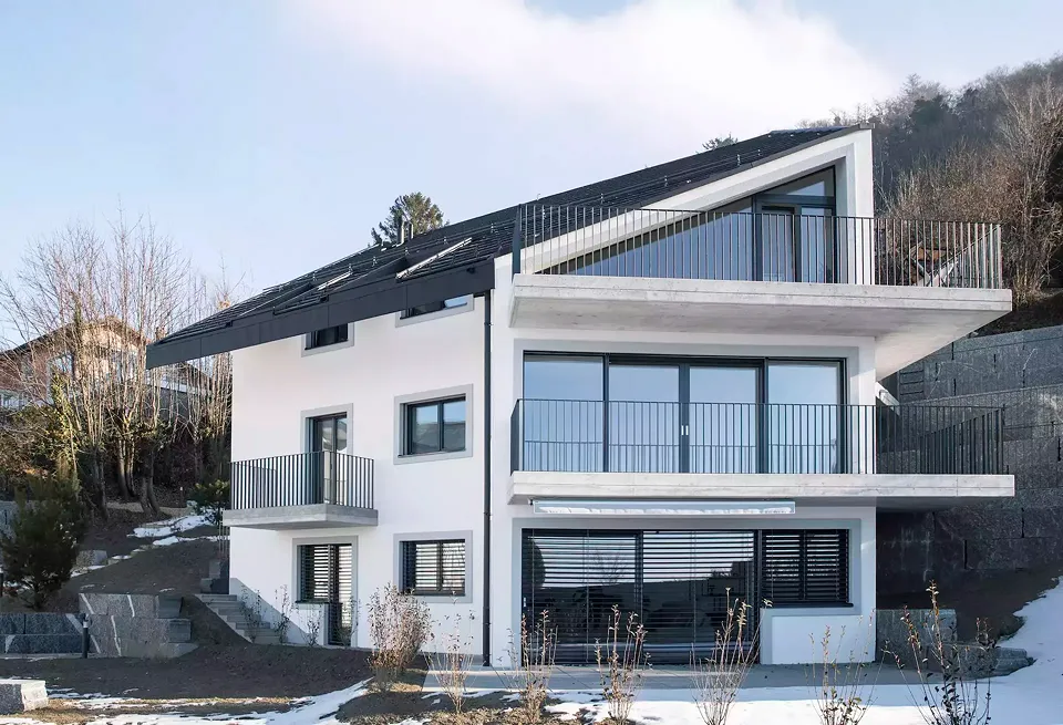 Extérieur villa B: façade sud-ouest