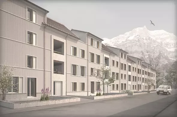Untere Pressistrasse: Mit der Gliederung von Volumen und Fassade wird auf die Stadtstruktur reagiert.