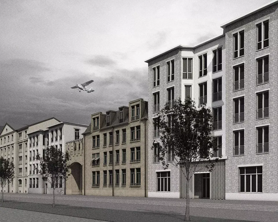 Platzfassade mit Nachbarn