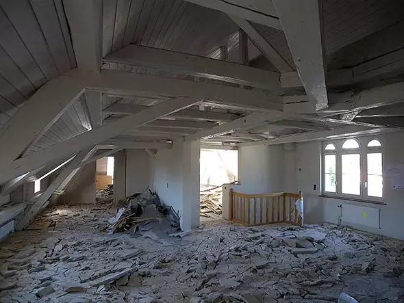 Dachgeschoss während der Baustelle.