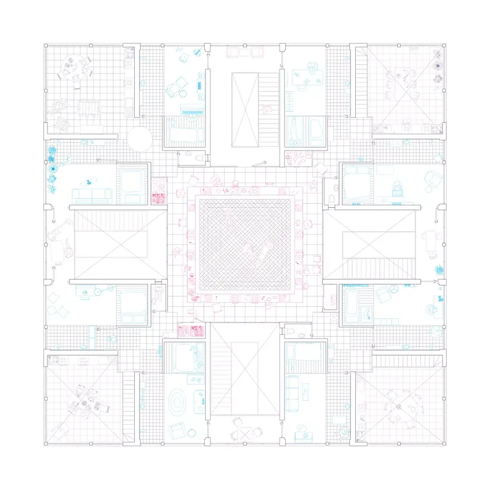 Partages, research by project - A urban villa for 100 people