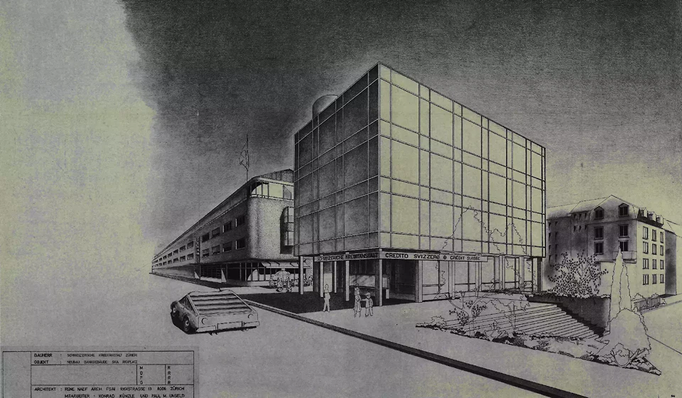 Historisches Bild des 70er-Jahre Gebäude