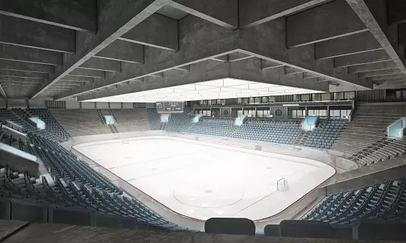 Innenbild der Eissporthalle mit einem Fassungsvermögen von 6000 Zuschauern
