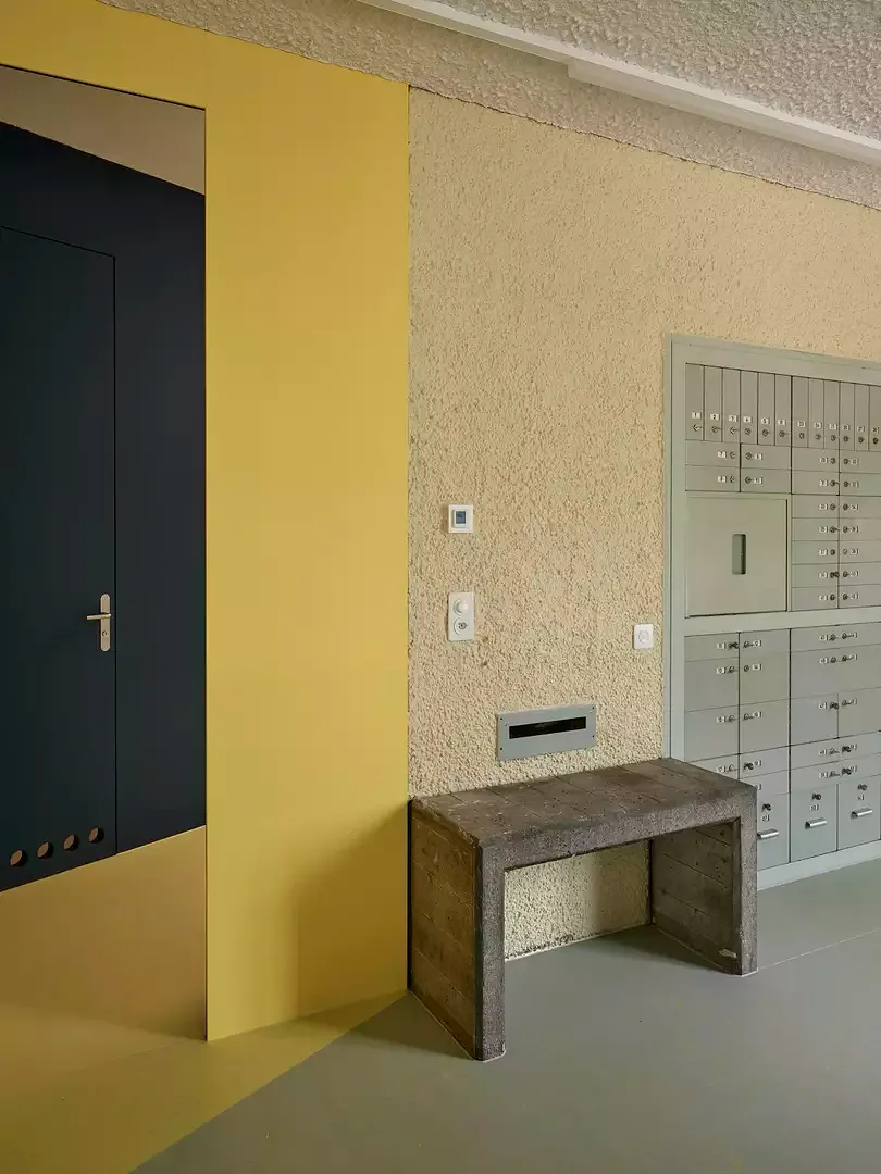 Ehemaliger Eingangsbereich mit Postfächern