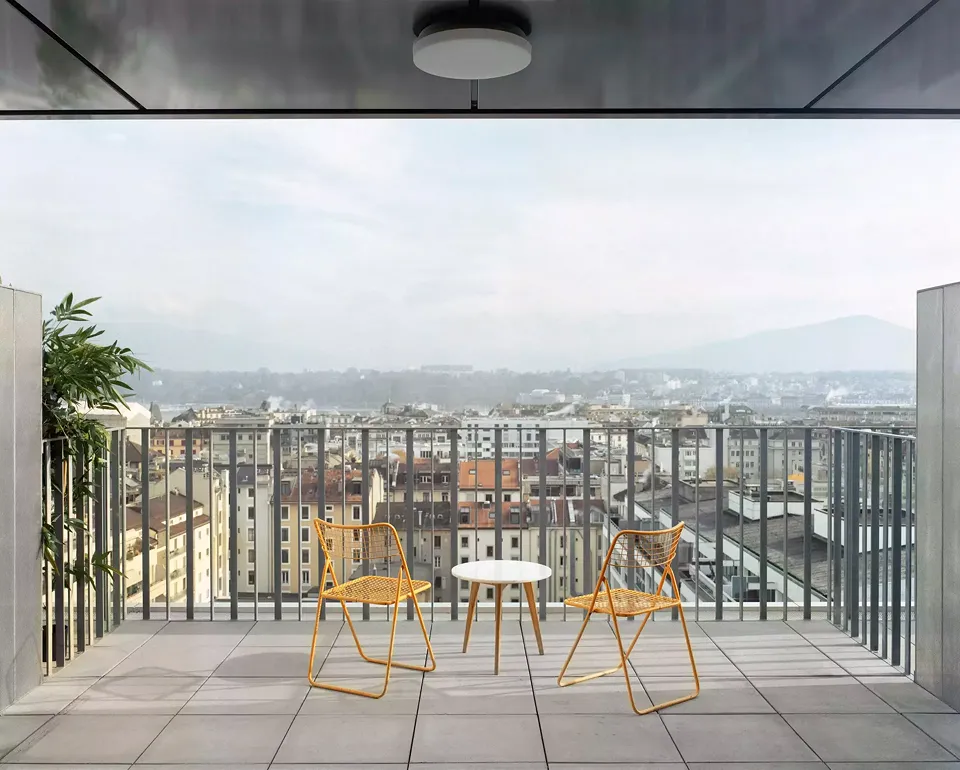 Vue depuis une terrasse d'attique