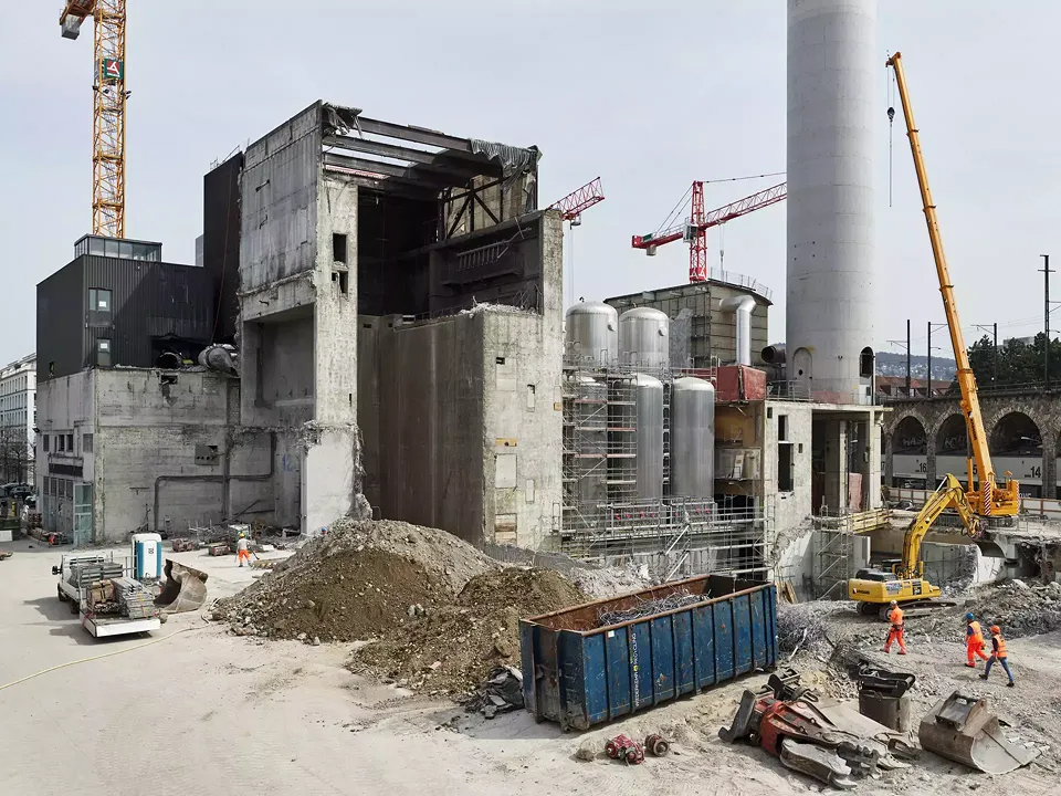 Energiezentrale Josefstrasse, Baustelle