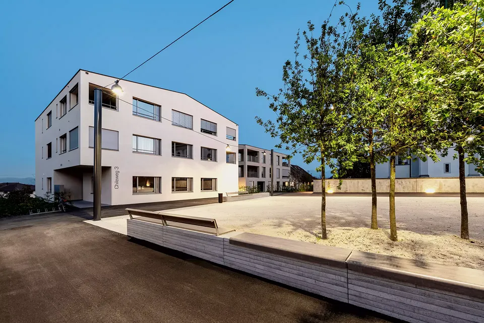La place du village de Rain, dans le canton  de Lucerne, constitue le nouveau centre social pour les habitants de la petite commune.