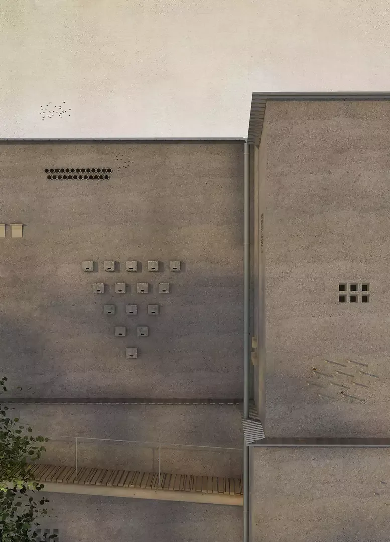 Visualisierung: Waldfassade Infrastruktur Tiere