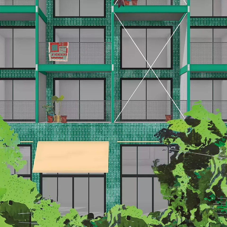 Facade est-ouest, doubles hauteurs sur le jardin