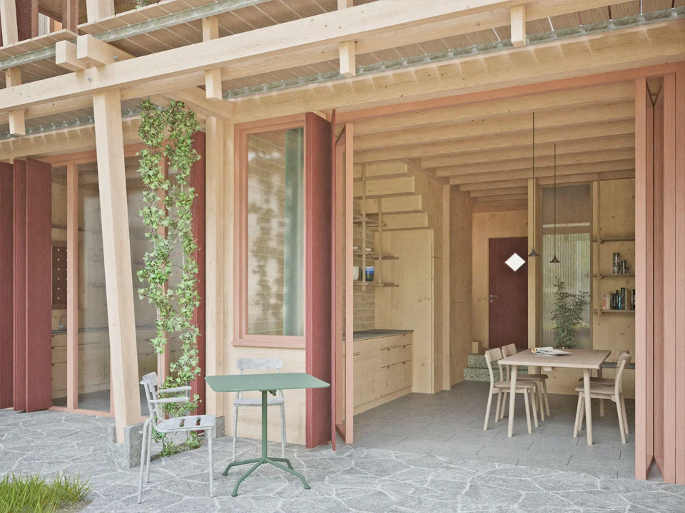 Casa sil Curtgin – Gartenhaus – das Aussen verfliesst mit dem Innen