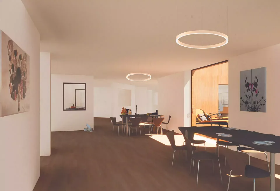 Salle à manger unité vue sur salon
