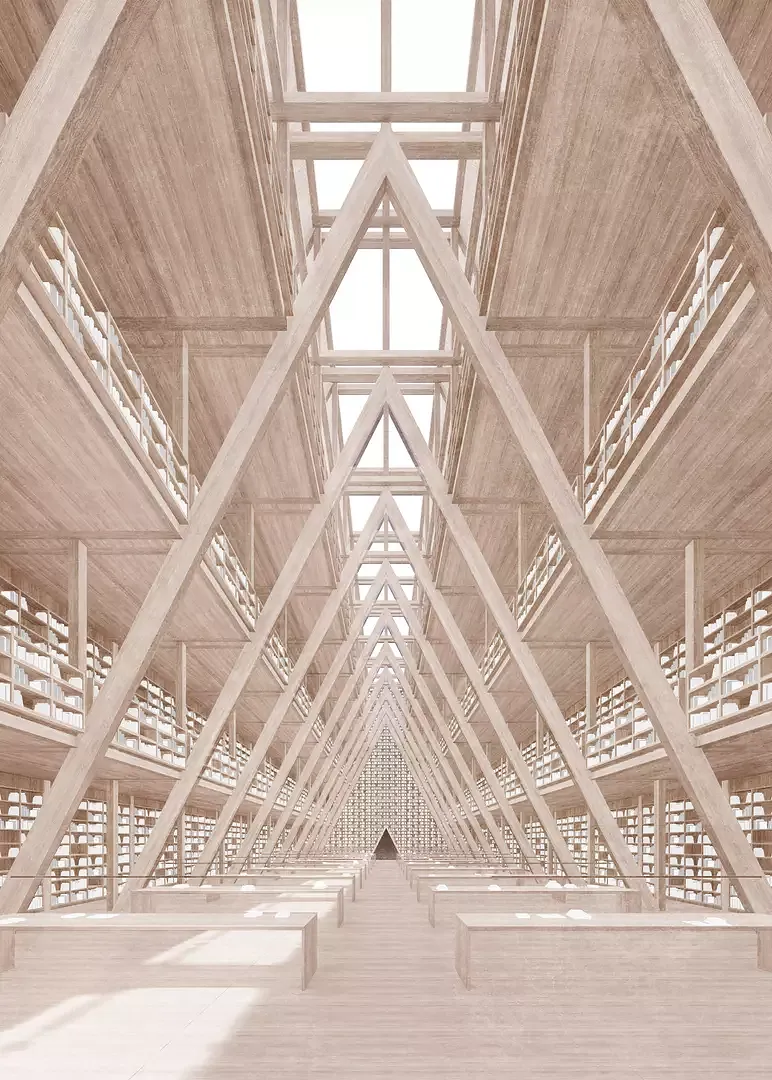 Salle de lecture - Charpente de la nouvelle bibliothèque