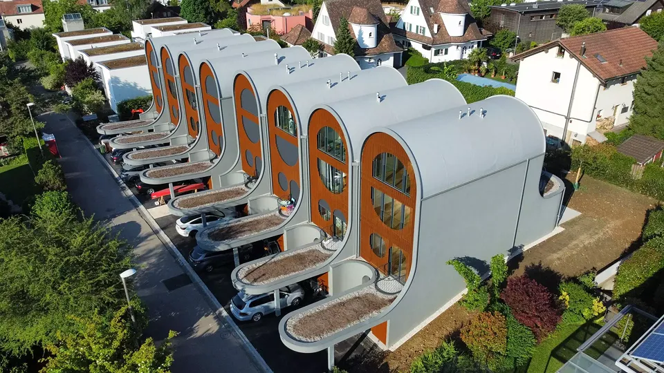 Erhöhte Ansicht – Detail der Carports