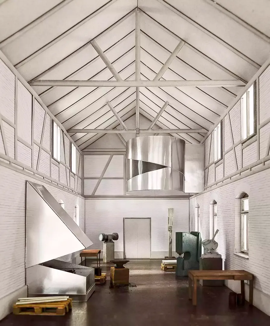 Old foundry workshop with intrusion of the meeting room