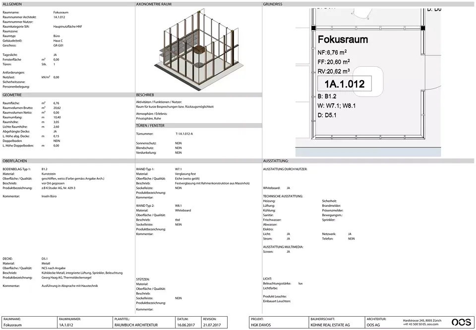 Raumbuchseite: direkter gelayouteter Export aus BuildingOne
