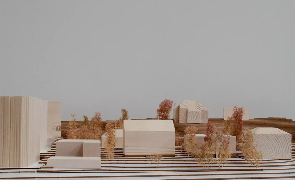 Volumenmodell - Blick von der Hauptstrasse