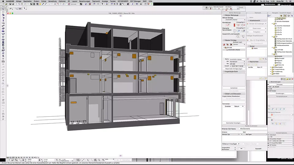 Architekturmodell mit Aussparungskörpern