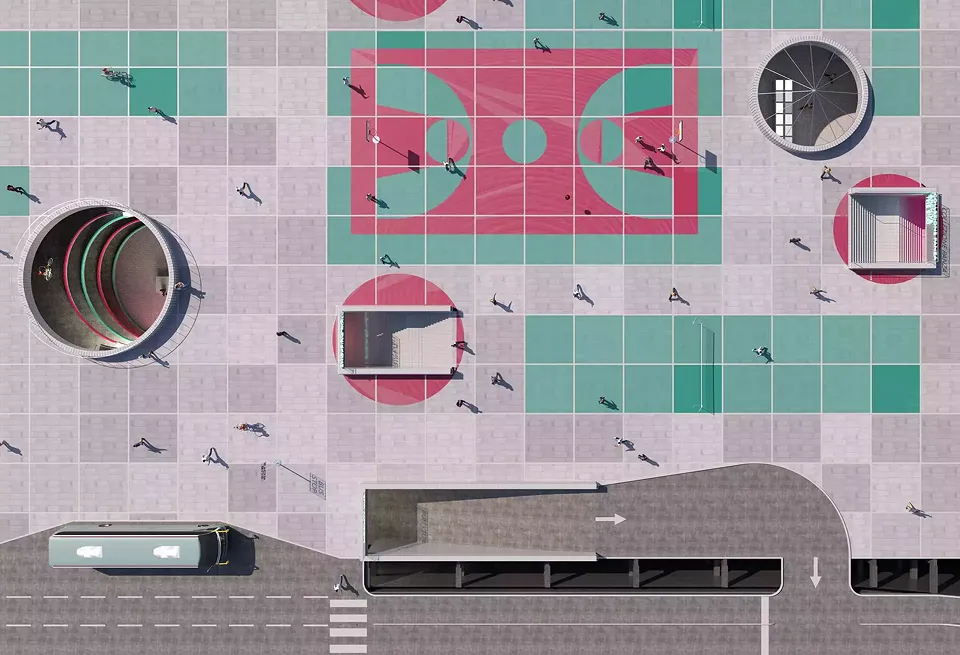 urban playground on market's traces_ground level
