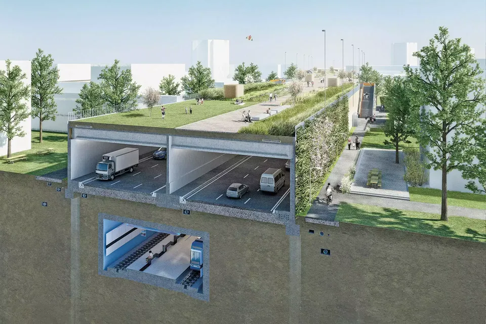 grünes Infrastrukturbauwerk