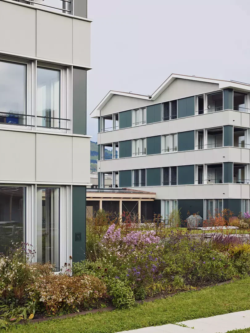Wohnbauten mit Anschluss an den Dachgarten