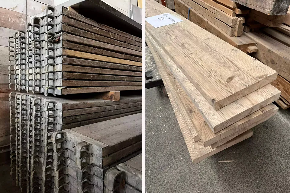 Planches issues d'anciens échafaudages