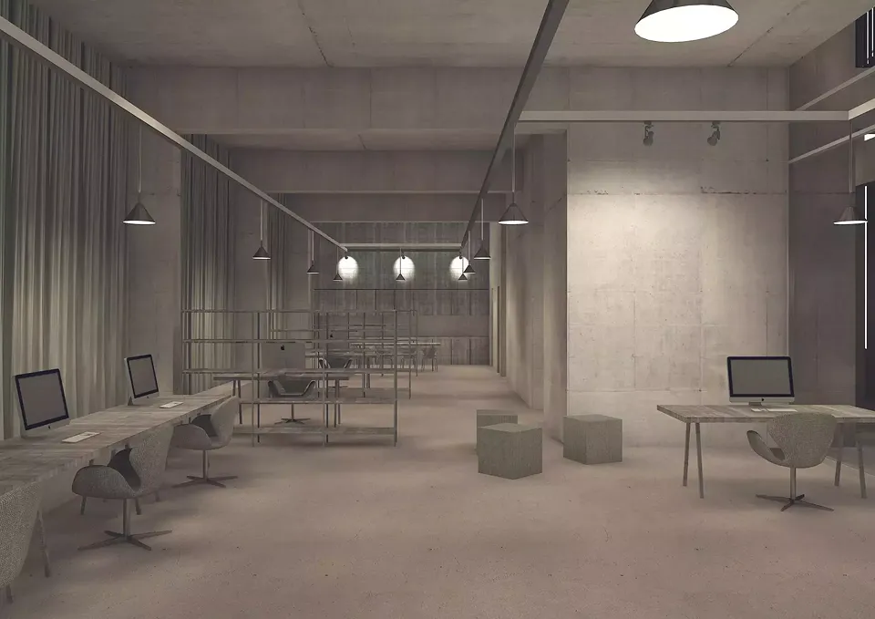 centre administratif : bureau dans la nuit