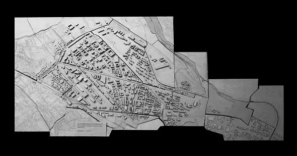 Holzmodell / Innovationspark Dübendorf (1:2000/ gelasertes Sperrholz)