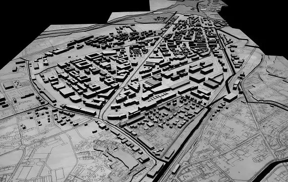 Holzmodell / Innovationspark Dübendorf (1:2000/ gelasertes Sperrholz) / ©patricegruner