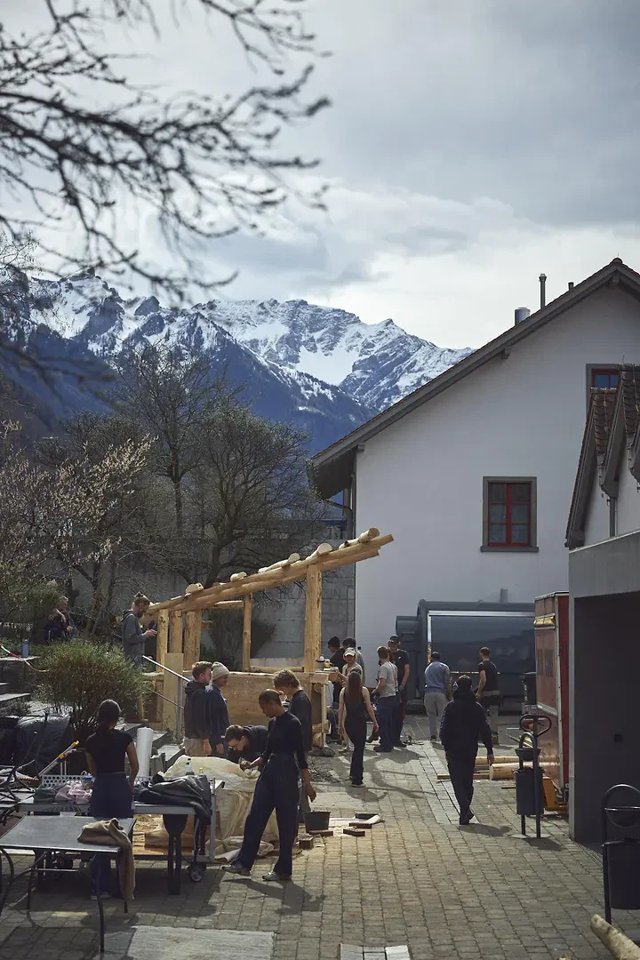 Le chantier pendant l'atelier Erasmus