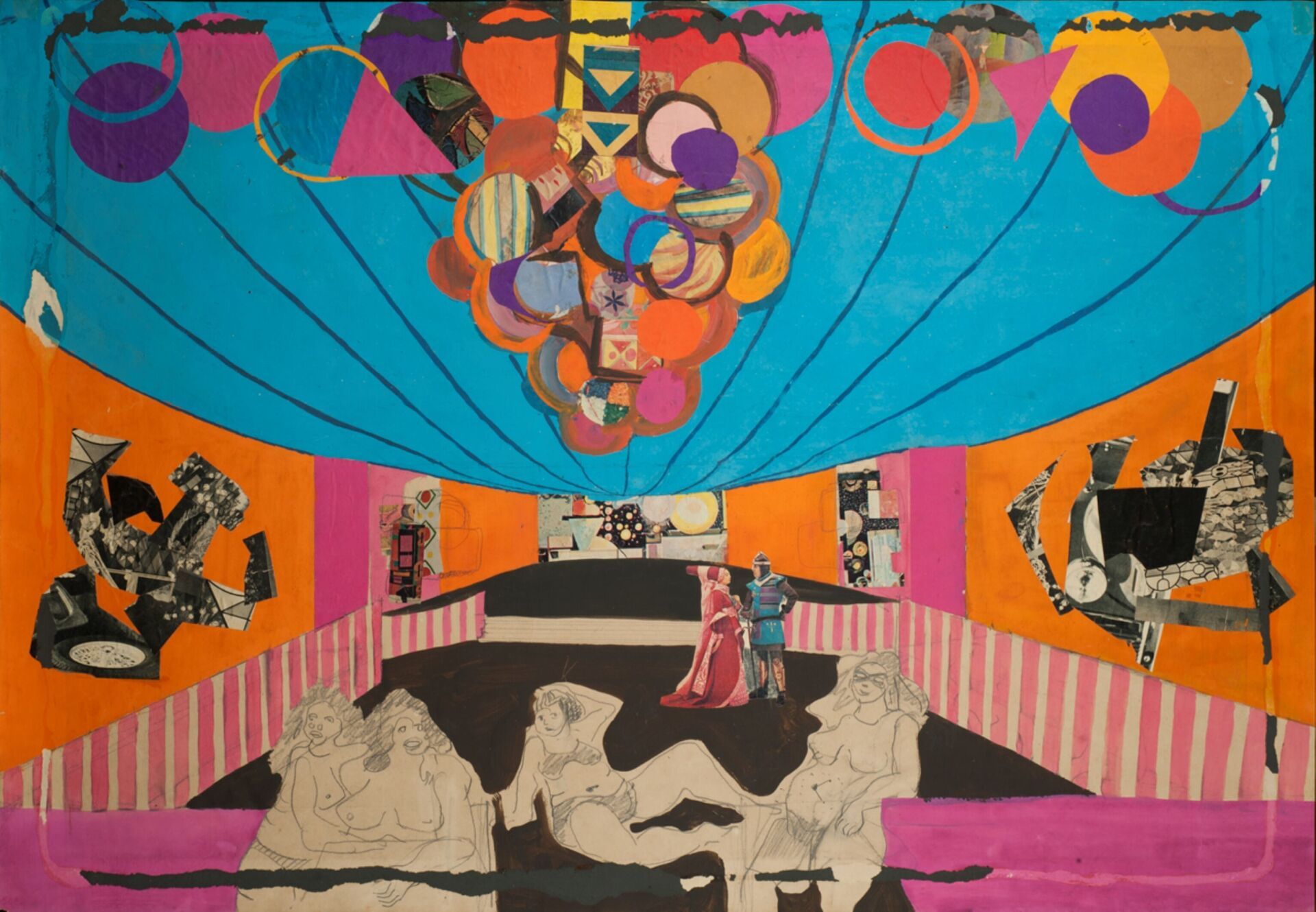 Roberto Burle Marx, Ohne Titel (Bühnenbild für den Karneval im Theatro Municipal in Rio de Janeiro), 1960, Bleistift und Gouache auf Papier, 70 × 100 cm | Collage © Acervo Sítio Roberto Burle Marx / Iphan / MinC Roberto Burle Marx, Ohne Titel (Bühnenbild für den Karneval im Theatro Municipal in Rio de Janeiro), 1960, Bleistift und Gouache auf Papier, 70 × 100 cm | Collage © Acervo Sítio Roberto Burle Marx / Iphan / MinC
