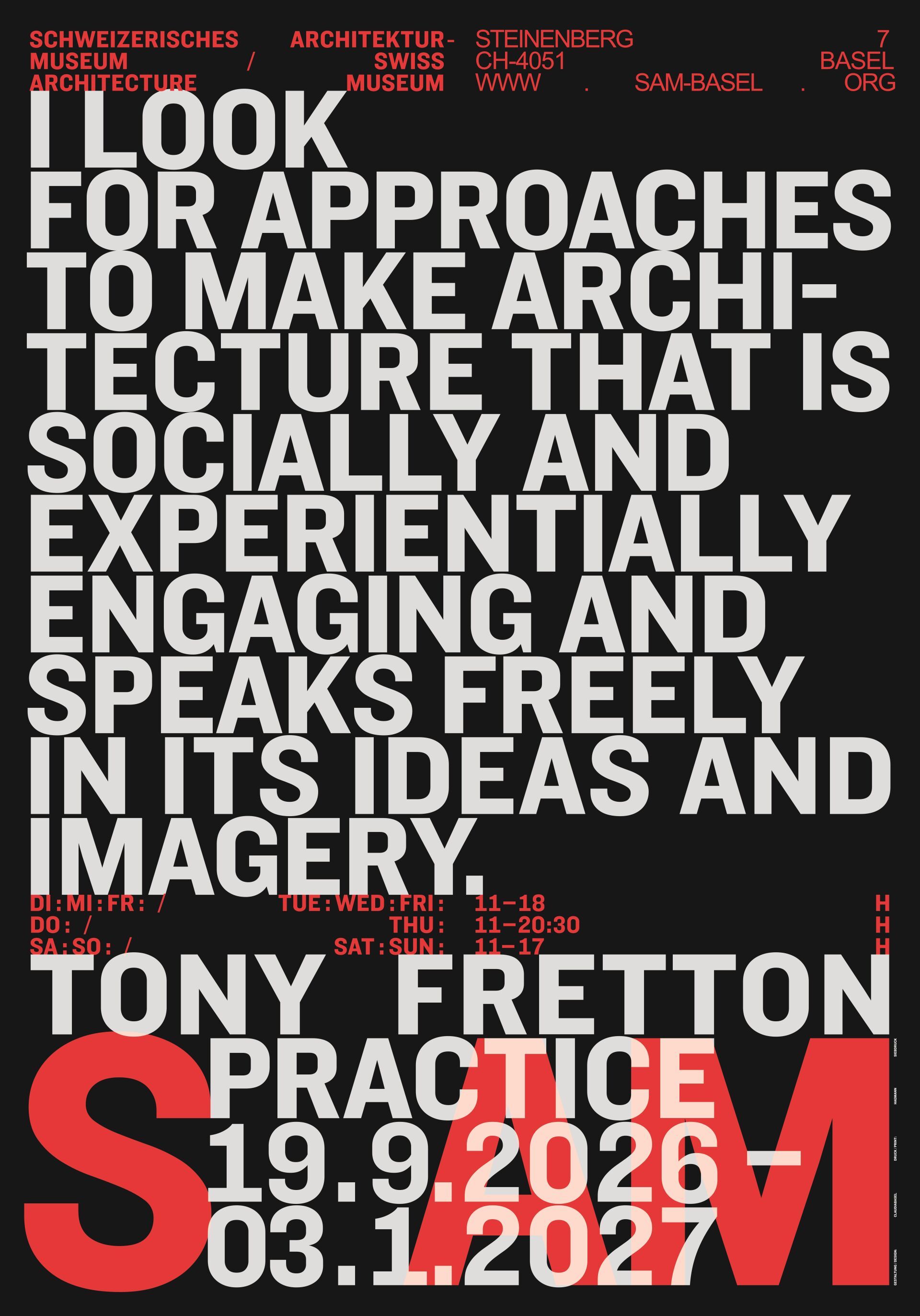 «Tony Fretton. Practice» thematisiert, wie der britische Architekt aus der genauen Beobachtung von Orten, Gebäuden und ihrem gesellschaftlichen Umfeld seine Entwürfe entwickelt. «Tony Fretton. Practice» thematisiert, wie der britische Architekt aus der genauen Beobachtung von Orten, Gebäuden und ihrem gesellschaftlichen Umfeld seine Entwürfe entwickelt.