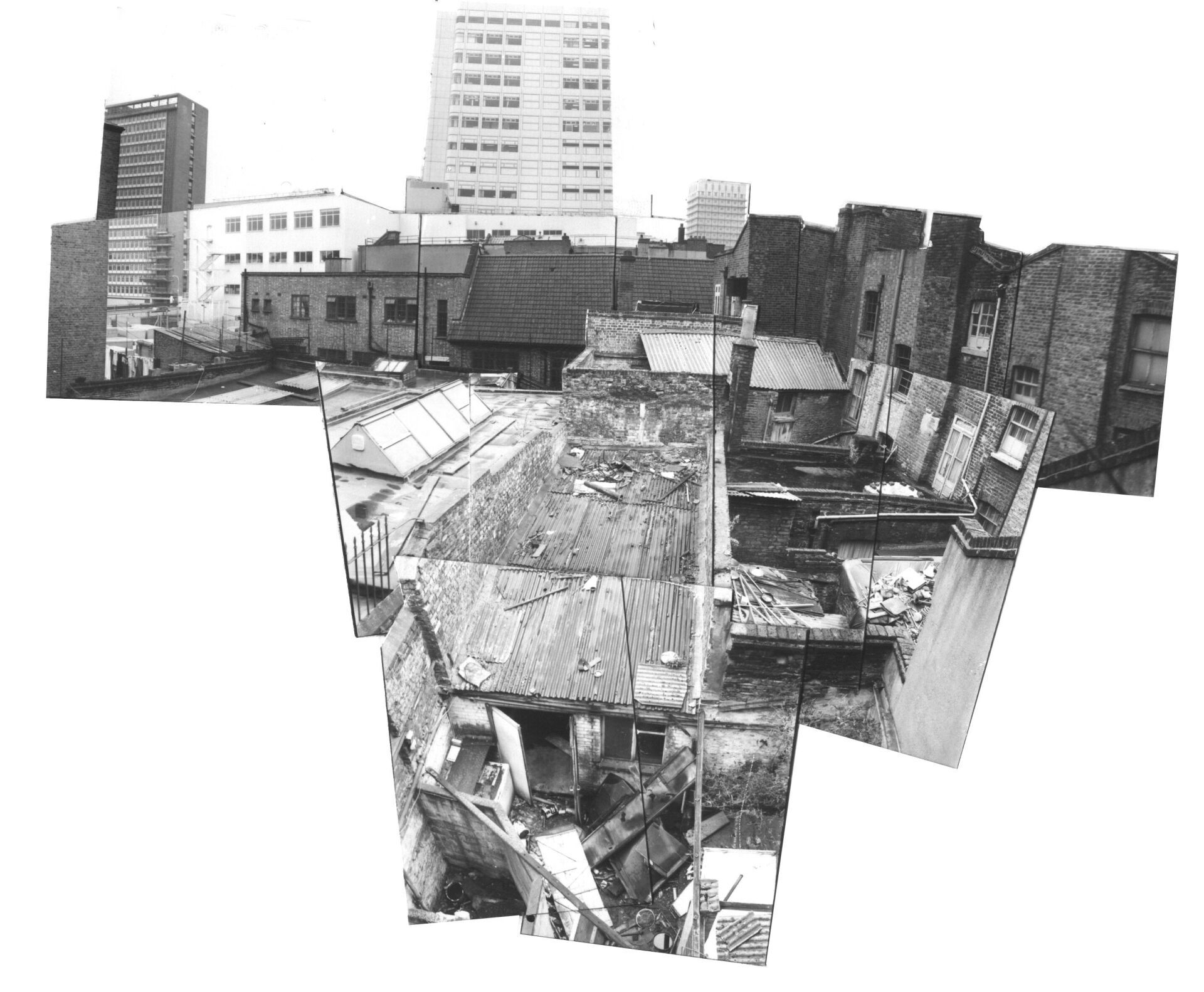 Fotocollage der Umgebung der Lisson Gallery 1, London, 1986 Fotocollage der Umgebung der Lisson Gallery 1, London, 1986