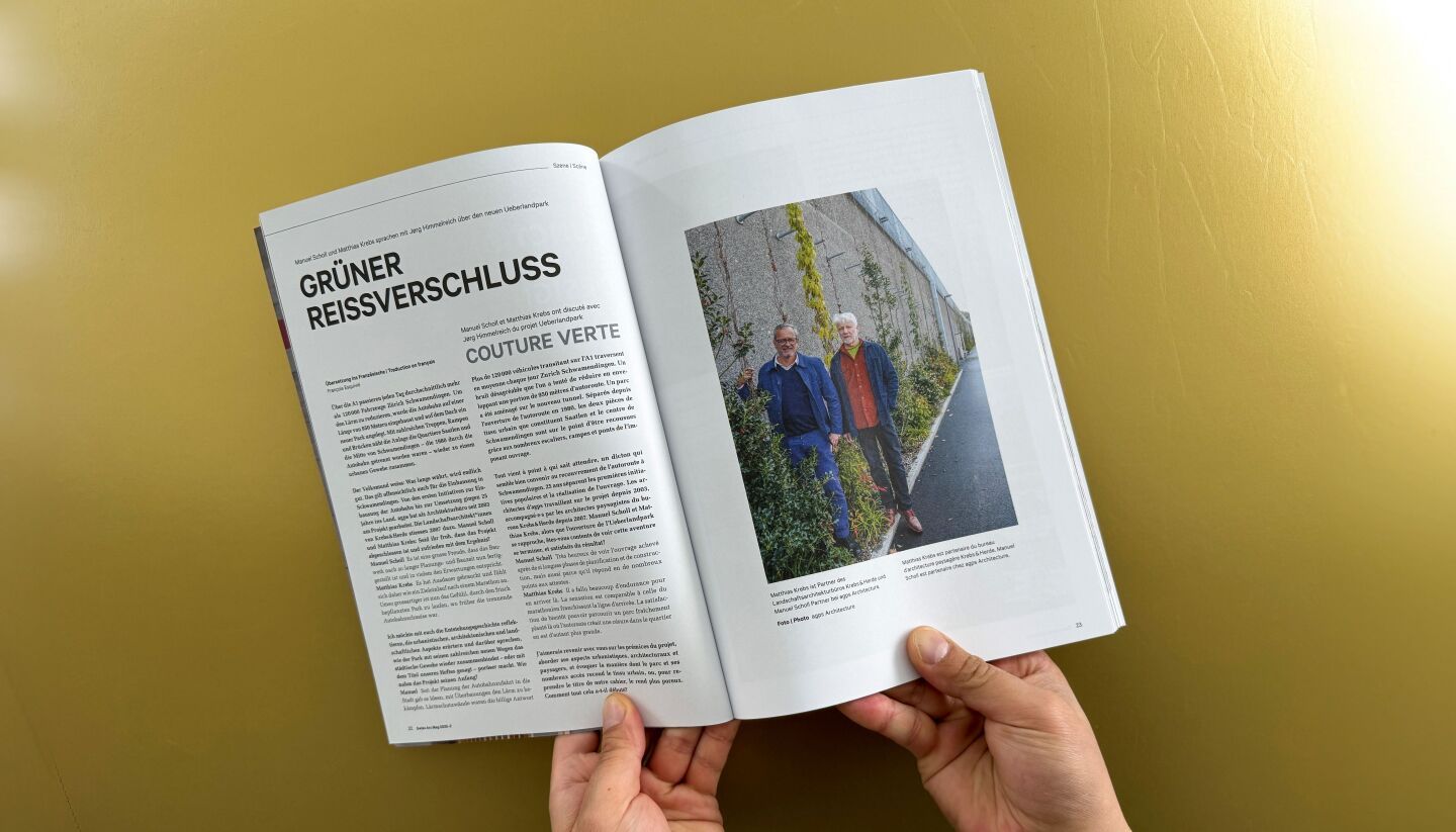 Couture verte – Manuel Scholl et Matthias Krebs ont discuté du projet Ueberlandpark