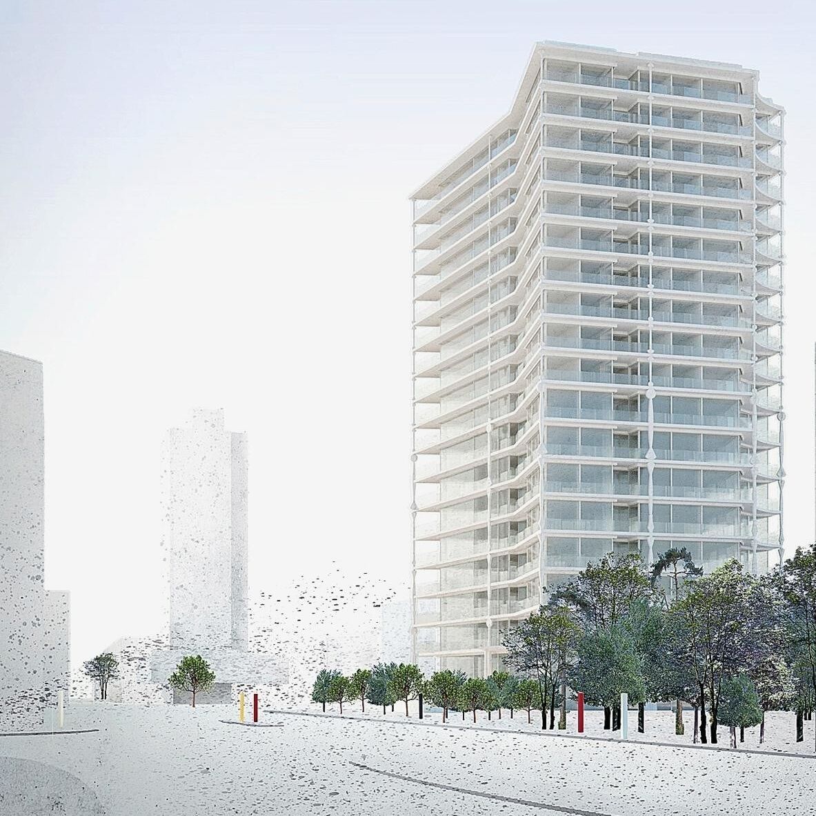So soll der Merker-Turm in Baden dereinst aussehen. | Visualisierung: Angela Deuber Architects So soll der Merker-Turm in Baden dereinst aussehen. | Visualisierung: Angela Deuber Architects