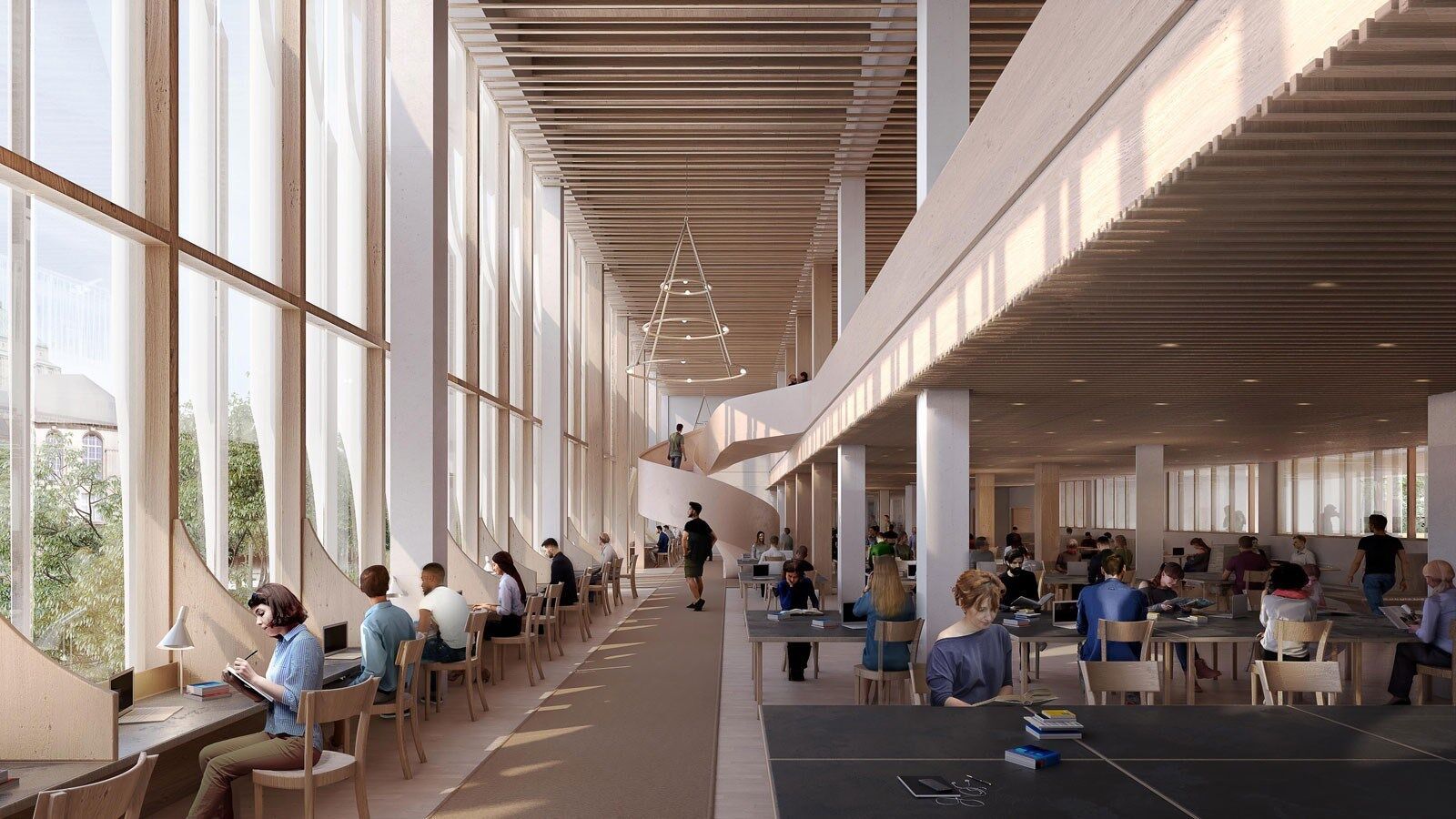 Lesesaal der Bibliothek | Visualisierung: Herzog & de Meuron Lesesaal der Bibliothek | Visualisierung: Herzog & de Meuron