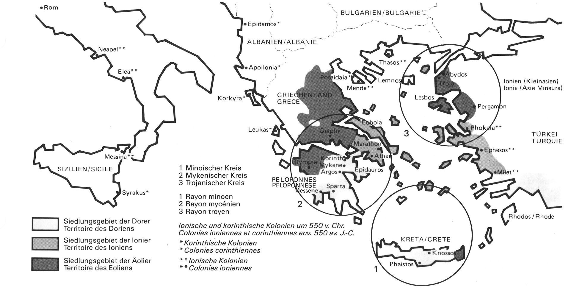 Siedlungsgebiet der griechischen Stämme um 1000 v. Chr. Siedlungsgebiet der griechischen Stämme um 1000 v. Chr.