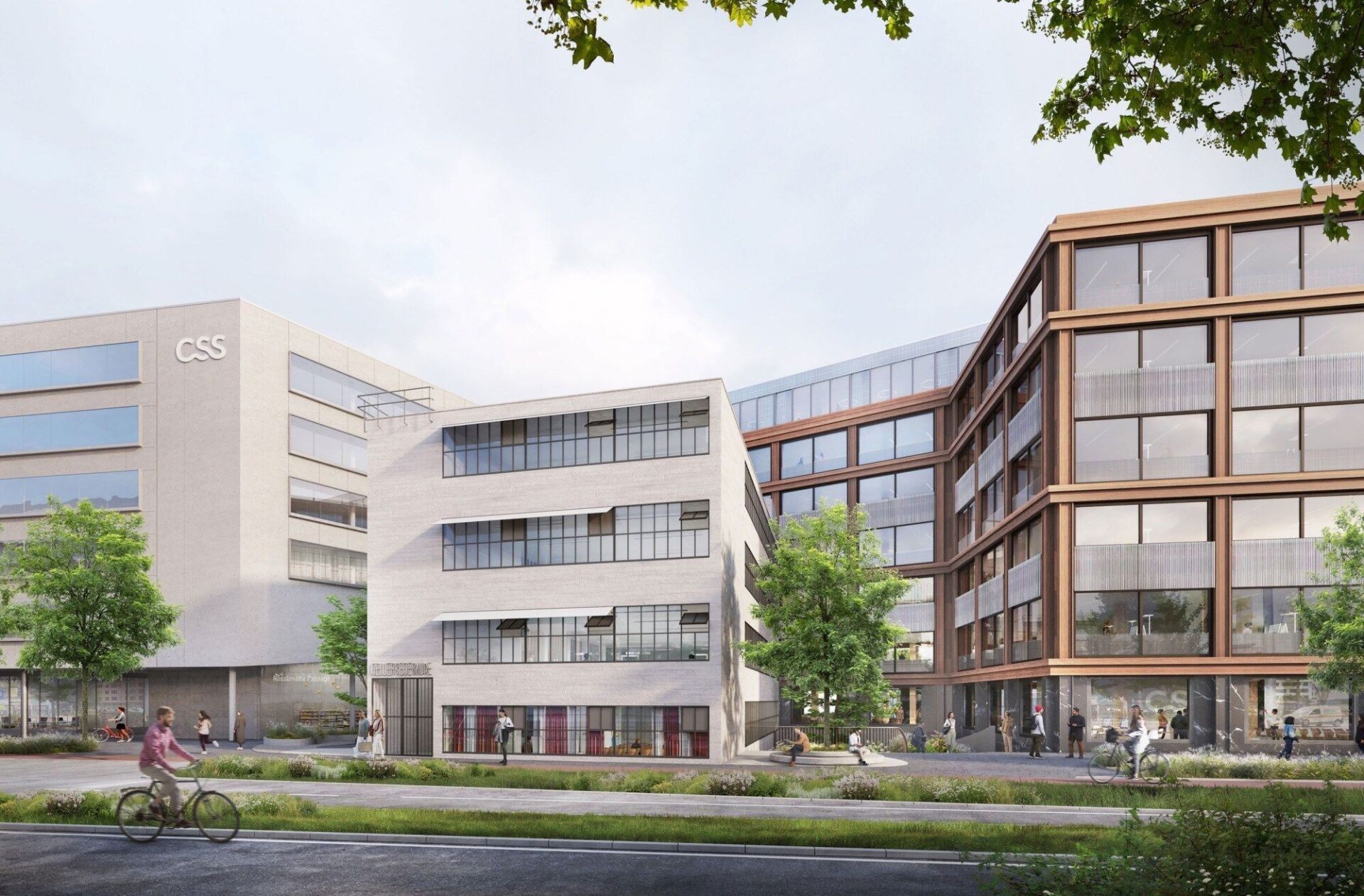 Der historische Gewerbebau wird «gleichsam einer Umarmung» vom Neubau umfasst und kann laut CSS damit seine Wirkung als Solitär entfalten. | Visualisierung © CSS Der historische Gewerbebau wird «gleichsam einer Umarmung» vom Neubau umfasst und kann laut CSS damit seine Wirkung als Solitär entfalten. | Visualisierung © CSS