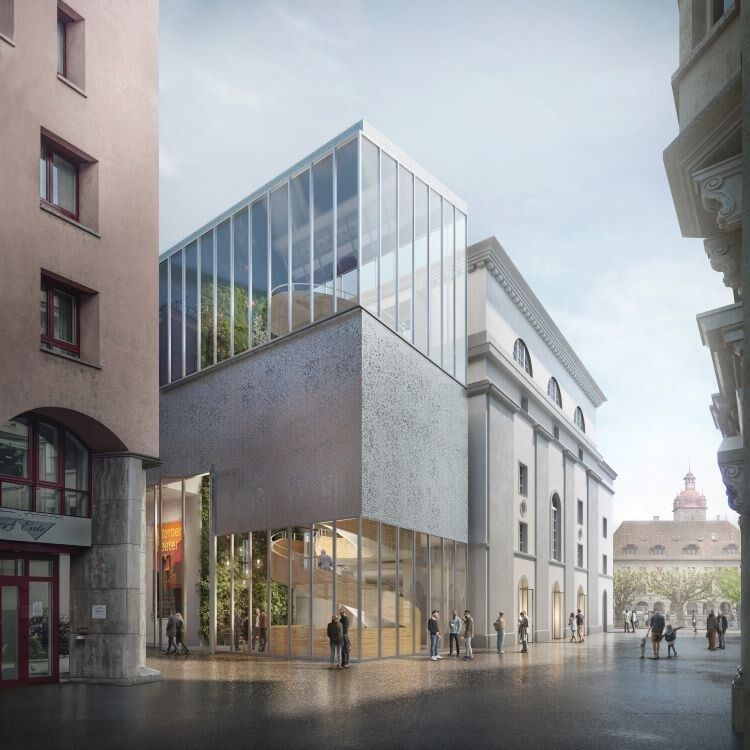 Das neue Theater von der Rückseite her gesehen. | Visualisierung © Ilg Santer Architekten, Zürich Das neue Theater von der Rückseite her gesehen. | Visualisierung © Ilg Santer Architekten, Zürich