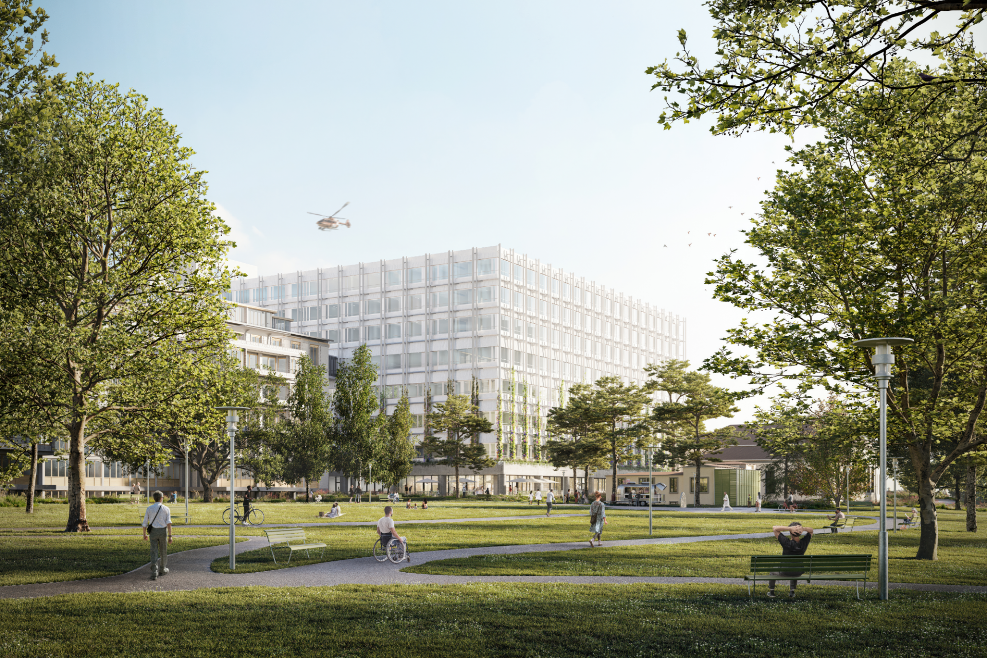 Der Neubau «Mitte 1» und die Alte Anatomie (rechts) im Gloriapark. | Visualisieung: Nightnurse Der Neubau «Mitte 1» und die Alte Anatomie (rechts) im Gloriapark. | Visualisieung: Nightnurse