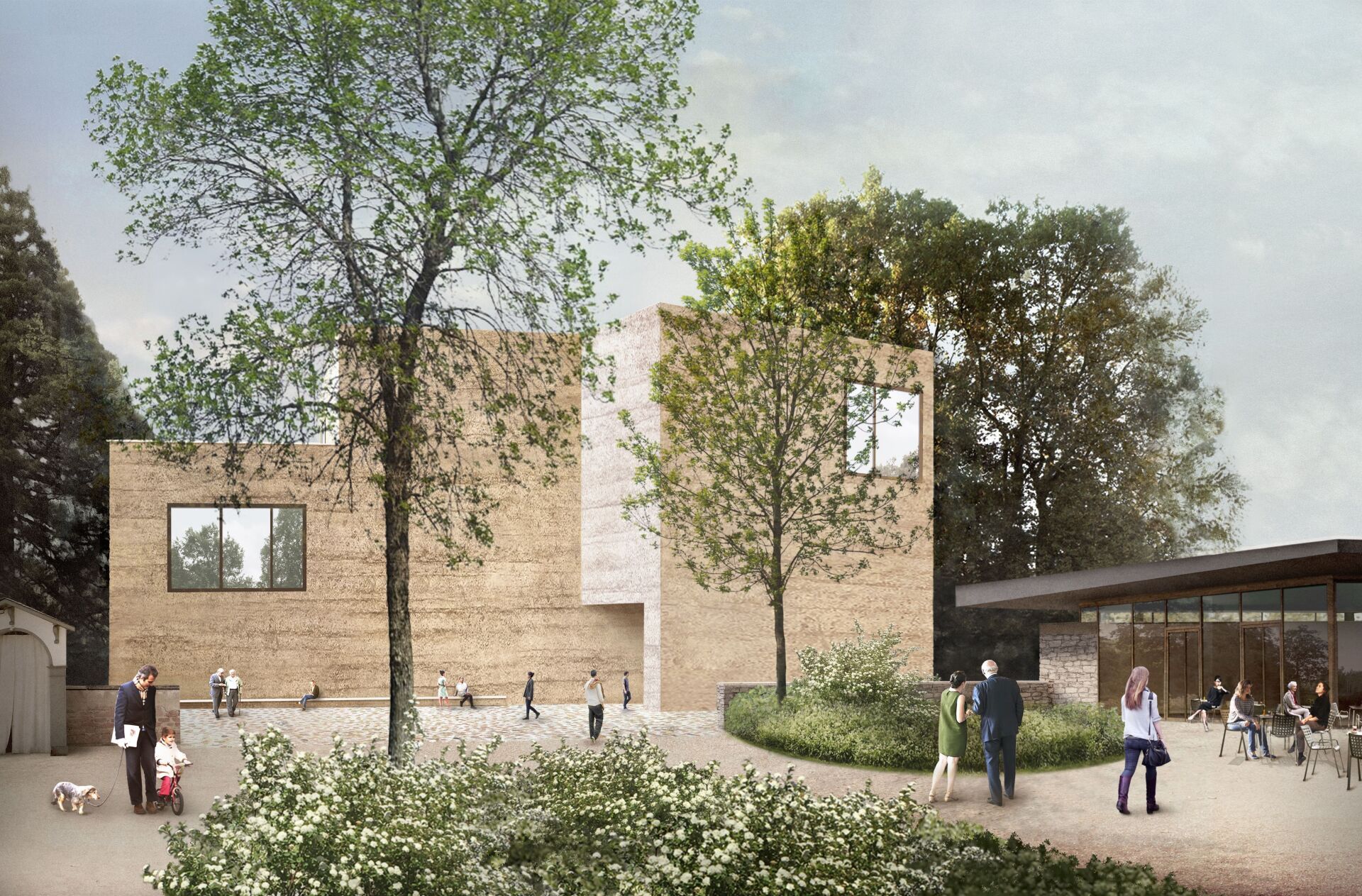 Das Neubauprojekt der Fondation Beyeler besteht aus dem Museumsneubau (links) und einem Pavillon (rechts) | Visualisierungen: Atelier Peter Zumthor Das Neubauprojekt der Fondation Beyeler besteht aus dem Museumsneubau (links) und einem Pavillon (rechts) | Visualisierungen: Atelier Peter Zumthor