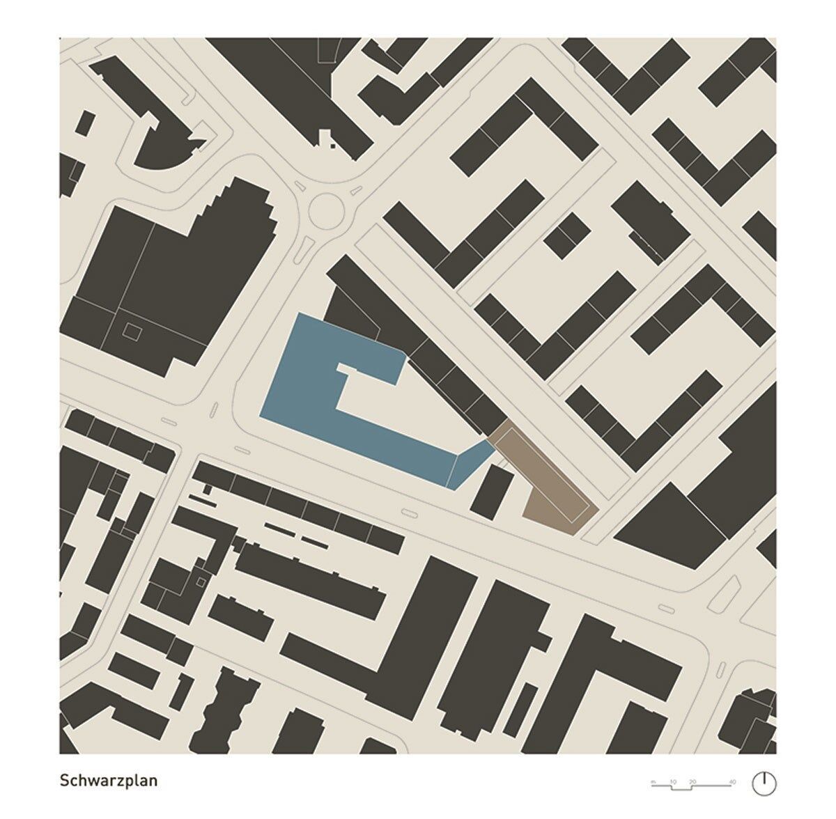 Schwarzplan des Neubaus. | Visualisierung © CSS Schwarzplan des Neubaus. | Visualisierung © CSS